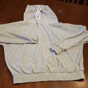 Forever 21 Cowl Neck/Hoodie Cozy Velour Grey M EUC